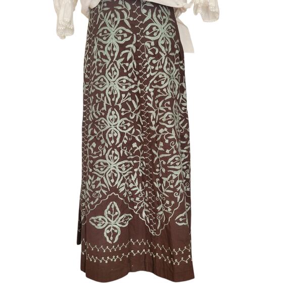 Soft Surroundings Maxi Skirt Cotton Embroidered  Coastal Boho western  Indie - Picture 3 of 13